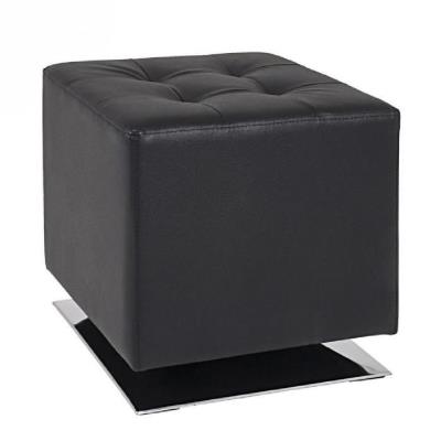 Tabouret carré 40 cm noir et chromé