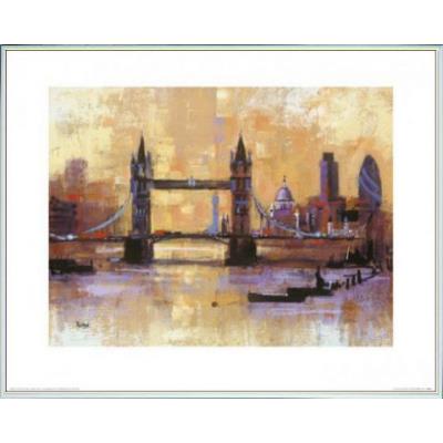 Poster Reproduction Encadré: Londres - Tower Bridge, London, Colin Ruffell (40x50 cm), Cadre Plastique, Blanc