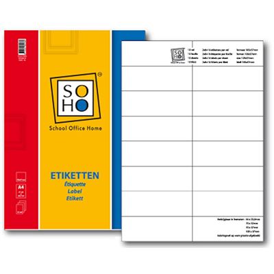 SOHO Etiquettes A4 105x37mm 10 feuilles de 16 pièces