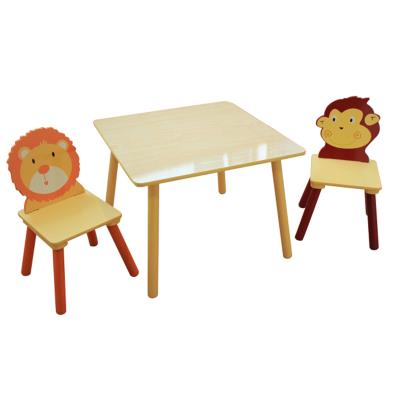 Ensemble table et 2 chaises pour enfant en bois - Dim : H 44 x L 60 x P 60 cm -PEGANE-