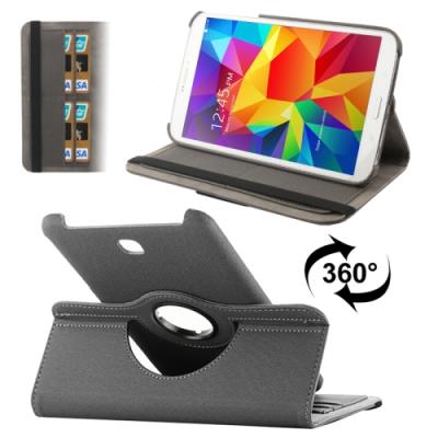 Galaxy Tab 4 8.0 T330 : Coque Housse Cuir (PU) Gris  Texture Tissus  Rotation 360°