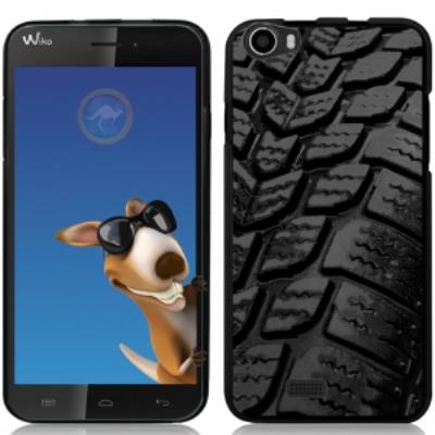 Coque Souple en gel noire pour Wiko Lenny avec impression Motifs pneu