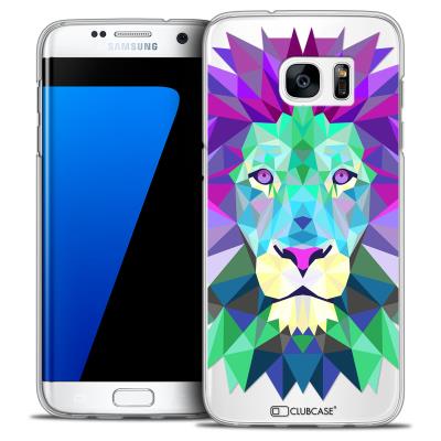Caseink - Coque Housse Etui Galaxy S7 Edge [Crystal HD Polygon Series Animal - Rigide - Ultra Fin - Imprimé en France] - Lion