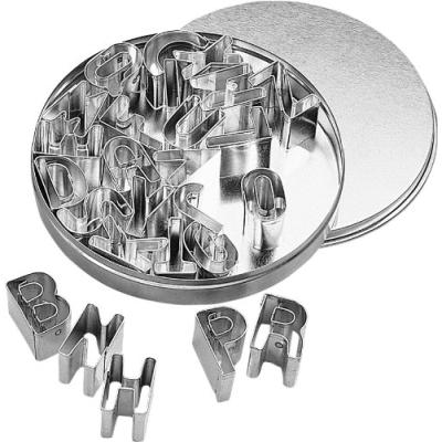 BIRKMANN 170049 SET DE 26 EMPORTE-PIÈCES LETTRES A-Z, DANS BOÎTE MÉTALLIQUE Ø 12 CM, FER-BLANC, 2,5 CM