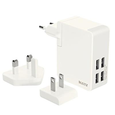 Leitz Complete - Netspanningsadapter - 4.8 A - 4 uitgangsaansluitingen (4 x USB) - wit - Verenigd Koninkrijk, Verenigde Staten, Europa