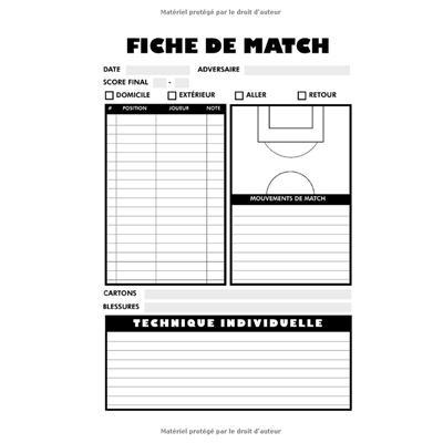 Carnet d'entraineur de Foot: Carnet de Coach Football, Carnet de Tactiques  de Foot, Fiches de Match, Bloc-Notes Entraineur de Foot, 100 Pages à
