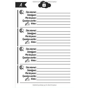 Carnet de mots de passe alphabétique - répertoire alphabétique (violet) -  broché - NLFBP Editions, Livre tous les livres à la Fnac