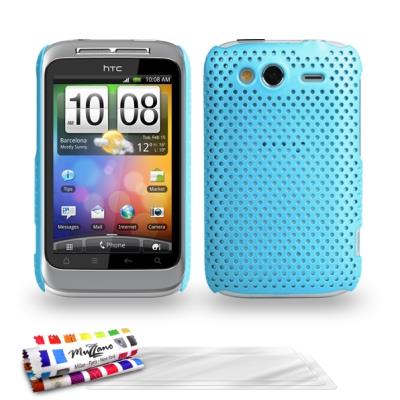 Coque ORIGINALE Ultra Fine Bleu lagon , Alvéolia,  de MUZZANO pour HTC WILDFIRE S   G13 + 3 Films de Protection Ecran UltraClear Pour HTC WILDFIRE S   G13