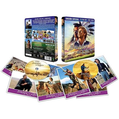 Danse avec les loups (Dance With Wolves Édition limitée en métal BD + DVD) + 8 cartes postales