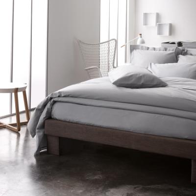 Drap plat uni 100% coton 57 fils PLAIN - Zinc - 180x290cm