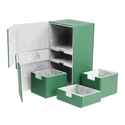 Ultimate guard taille standard xenoskin 200 plus double deck flip-n-tray étui (vert)