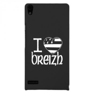 Coque rigide pour Huawei Ascend P6 avec impression Motifs drapeau Breton I Love Breizh