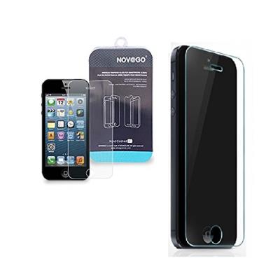 NOVAGO® Lot de 2 Films protection écran en verre trempé transparent et résistant pour iPhone 5/5S/5C
