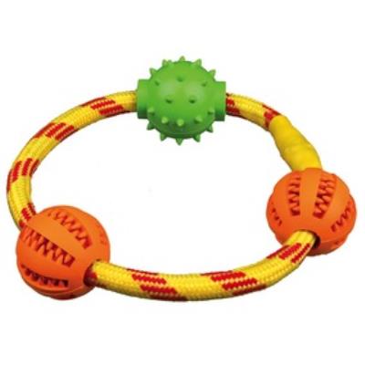 Anneau Corde Avec Balles Denta Fun, Ø 20 Cm - Mon Animalerie