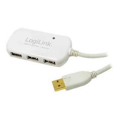 LogiLink USB 2.0 Hub 4-Port with repeater cable - hub - 4 poorten - desktop