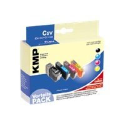 KMP Vorteilspack C5V - 4 - zwart, geel, cyaan, magenta - inkttank (alternative for: Canon BCI-3eBk, Canon BCI-3eC, Canon BCI-3eM, Canon BCI-3eY)
