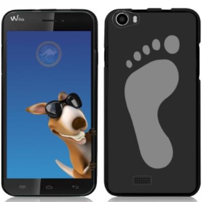 Coque Souple en gel noire pour Wiko Lenny avec impression Motifs empreinte de pied