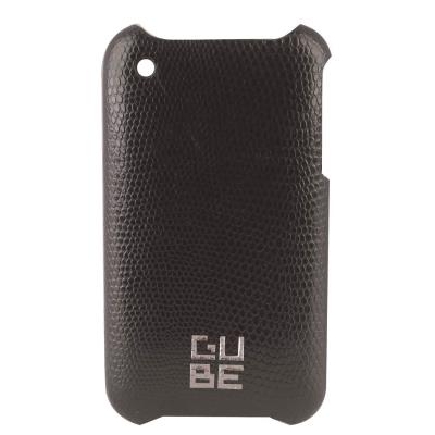 Coque cuir Lézard noir avec film de protection pour iPhone 3G 3GS G-CUBE GPN-3BK