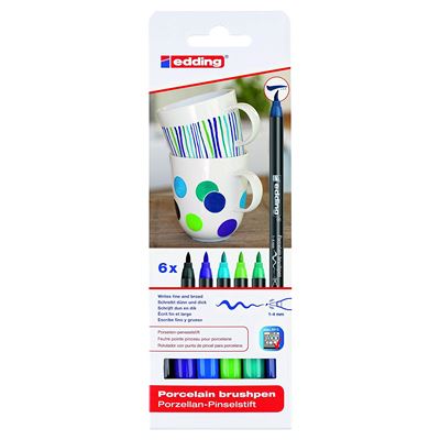 EDDING Assortiment de 6 feutres porcelaines E4200 - Couleurs froides
