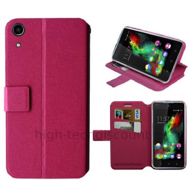 Housse etui coque pochette portefeuille pour Wiko Rainbow Up 4G - ROSE