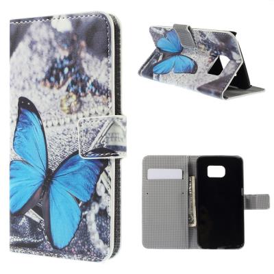 Etui en PU Magnetique pour Samsung Galaxy S6 edge G925 - Bleu Papillon