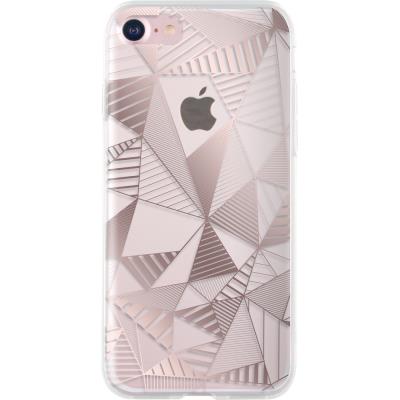 Coque semi-rigide transparente triangles rose doré pour iPhone 7
