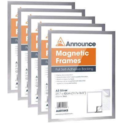 Annoncez Aa01844 A3 cadres magnétiques – Argent (lot de 5)