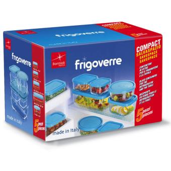 BoÃ®te de conservation en verre avec couvercle bleu - Lot de 5 piÃ'ces FRIGOVERRE - 1