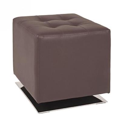 Tabouret carré 40 cm marron et chromé