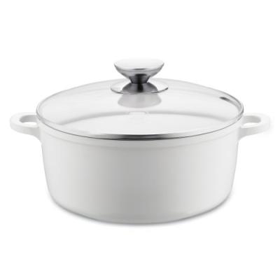 BERNDES 032145 VARIO CLICK INDUCTION WHITE MARMITE EN FONTE D'ALUMINIUM REVÊTEMENT CÉRAMIQUE COUVERCLE EN VERRE 24 CM, 4 L
