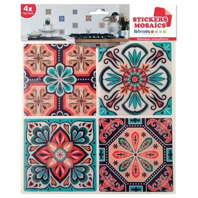 Sticker mosaique autocollant 12,5cm carreaux ciment 5 - artémio