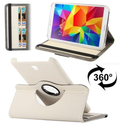 Galaxy Tab 4 8.0 T330 : Coque Housse Cuir (PU) Blanc  Texture Tissus  Rotation 360°