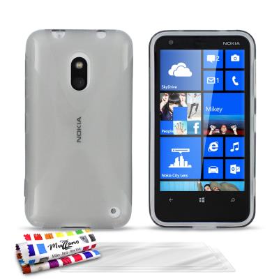Coque Souple ORIGINALE Ultra Fine Gris , Le X,  Premium de MUZZANO pour NOKIA LUMIA 620 + 3 Protections Ecran UltraClear Pour NOKIA LUMIA 620
