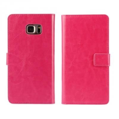 Etui type portefeuille fushia aspect huilé Samsung Galaxy S6-Edge PLUS rabat latéral fonction stand