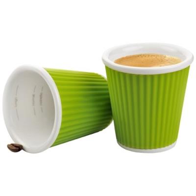 Les artistes-paris a-0622 set de 2 gobelets porcelaine silicone ondulés vert 10 cl