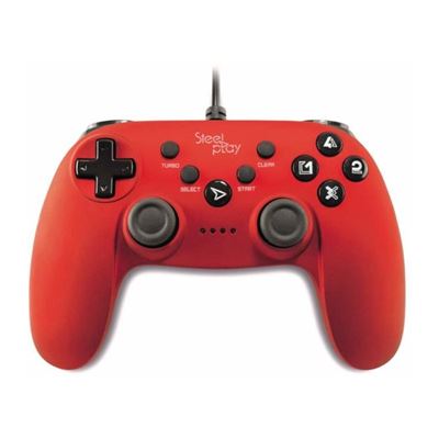 manette steelplay filaire rouge métallique pour ps3-pc