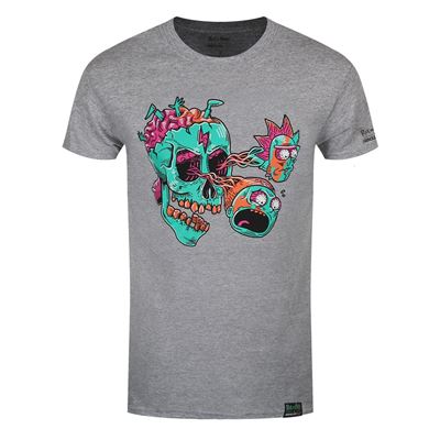 Rick and Morty T-Shirt Eyeball Skull Homme Gris