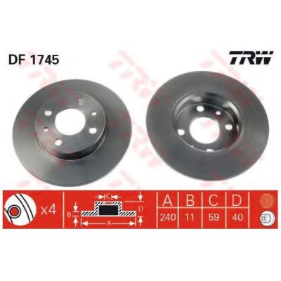 TRW DF1745 Jeu de Disques de Frein