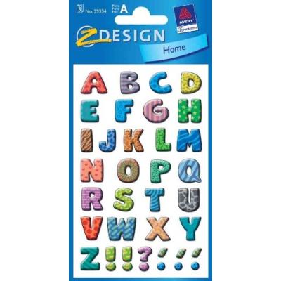 Avery - zweckform z-design sticker lettres colorées film transparent imprimé contenu: 3 feuilles à 35 sticker (59334)