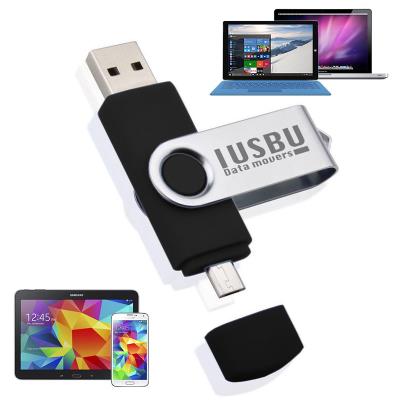 Clé USB flip double 16 Go ''Classe A'' pour smartphone, tablette Android, PC et Mac, USB - micro USB ''OTG''