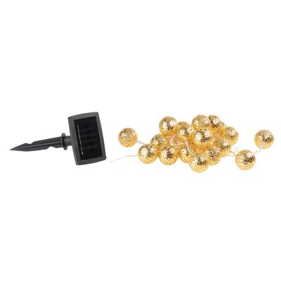 Guirlande lumineuse solaire à LED (blanc chaud) avec 20 boules dorées - 4 m