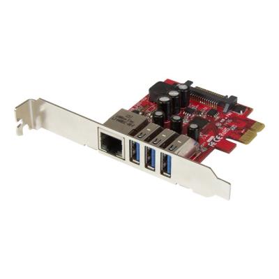 StarTech.com 3-poorts PCI Express USB 3.0-kaart + gigabit Ethernet - netwerk / USB adapter