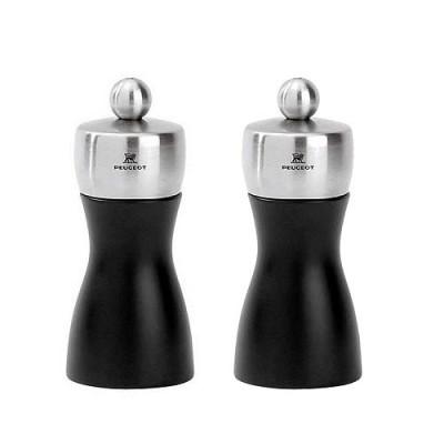 Peugeot - Duo de moulins à poivre et à sel en bois et inox couleur noir 12 cm