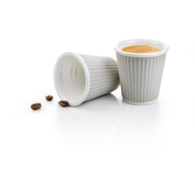 Les artistes-paris a-0623 set de 2 gobelets porcelaine silicone ondulés gris clair 10 cl