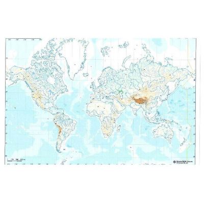 Mappemonde Monde Physique 22x30