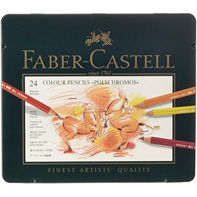 Faber-castell 110024 crayon de couleur polychromos boîte métal de 24 pièces