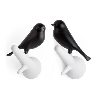Accroche torchon - Lot de 2 patères - Oiseaux noirs branches blanches
