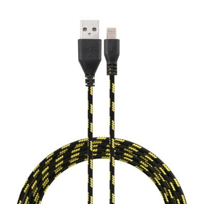 Cable Tressé pour IPHONE SE 3m Chargeur Connecteur Lighting USB APPLE Tissu Tissé Lacet Fil Nylon (NOIR)