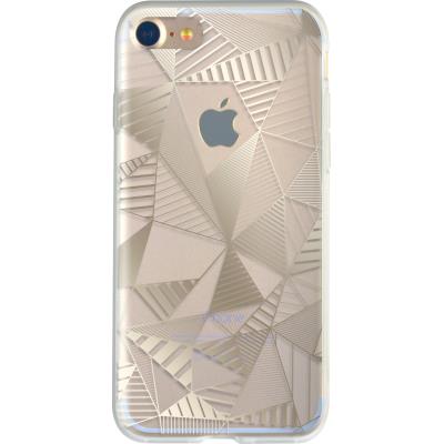 Coque semi-rigide transparente triangles dorés pour iPhone 7