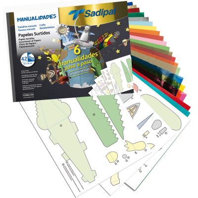 Bloc créatif 42 papiers assortiment + 6 modèles